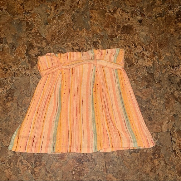 Altar'd State Soft Peach Tie Paperbag Skirt Button Fly Striped Size Medium - Picture 3 of 7